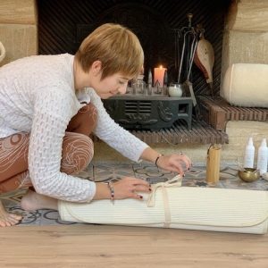 Tapis de yoga en laine vierge - Dimensions : 75 x 200 cm (marron foncé côtelé