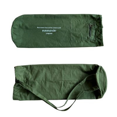 Sac transport tapis de yoga coton mantra sauge Yogom Sac transport tapis de yoga coton mantra sauge Yogom