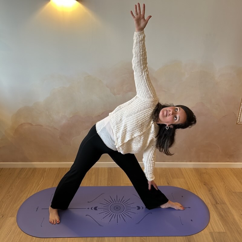 tapis de yoga Star Yogom antidérapant rond violet astra Yogom